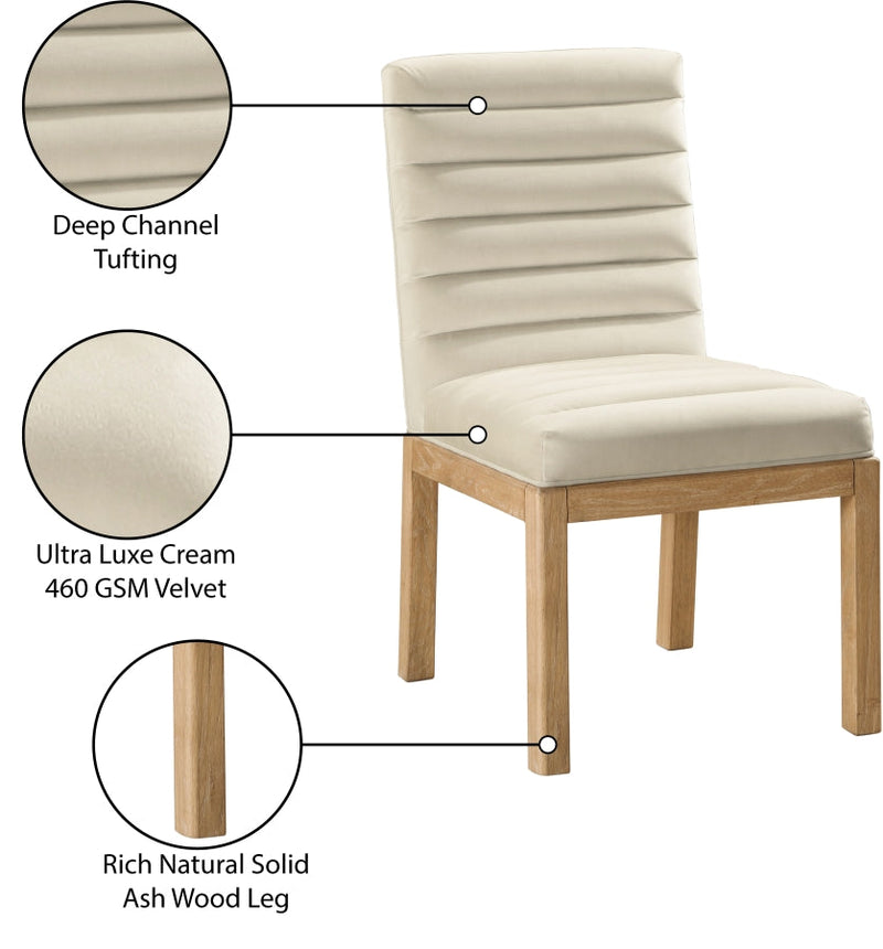 Evelyn Velvet Upholstered Dining Chair in Cream - 901Cream-C