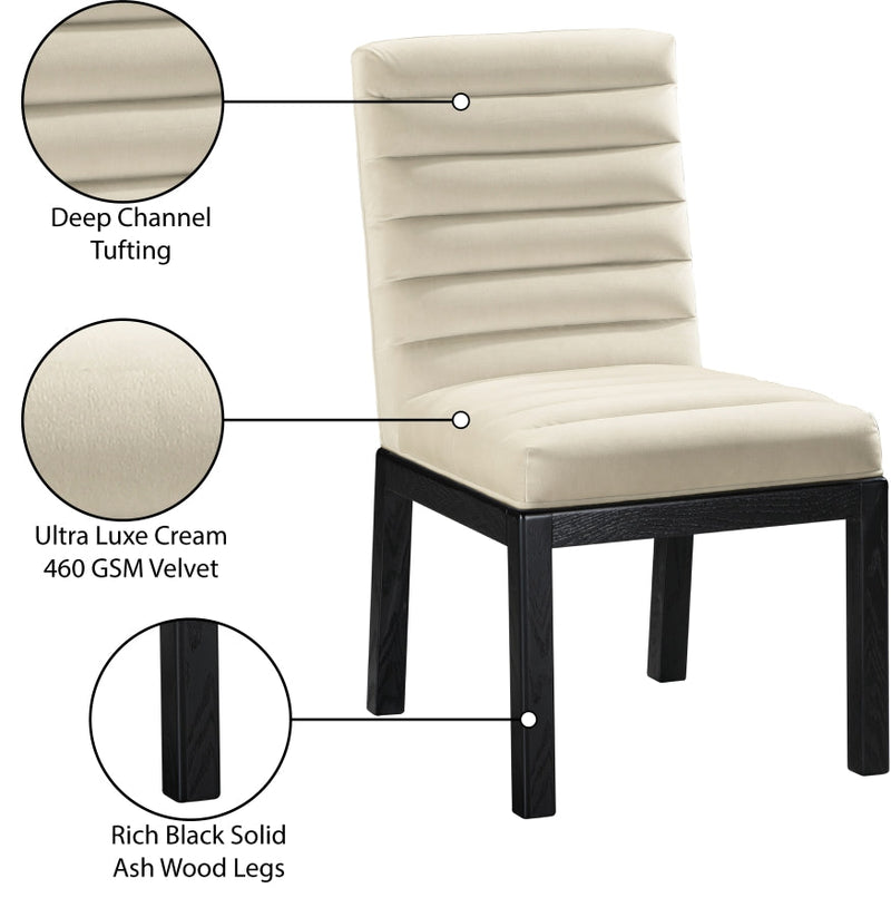 Evelyn Velvet Upholstered Dining Chair in Cream - 902Cream-C