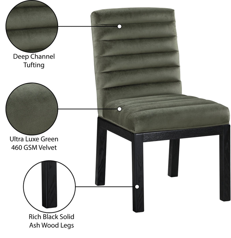 Evelyn Velvet Upholstered Dining Chair in Green - 902Green-C