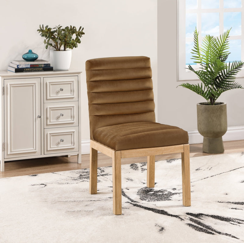 Evelyn Velvet Upholstered Dining Chair in Saddle - 901Saddle-C