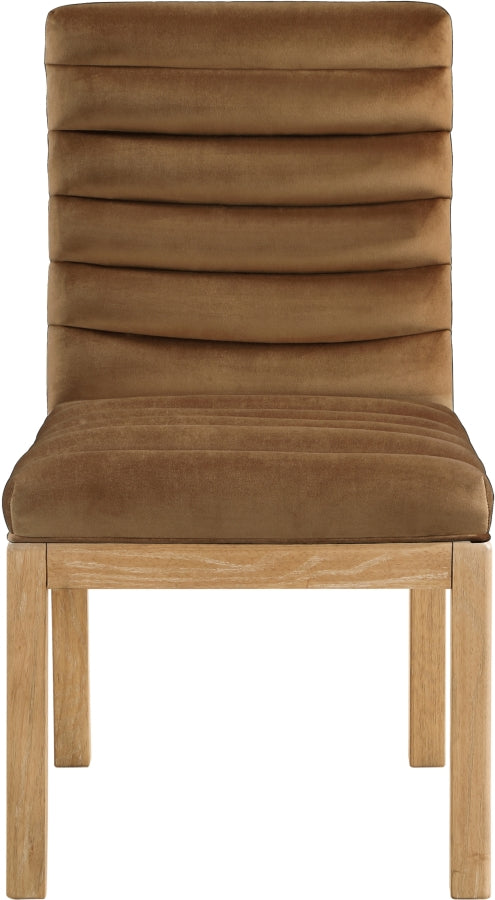 Evelyn Velvet Upholstered Dining Chair in Saddle - 901Saddle-C