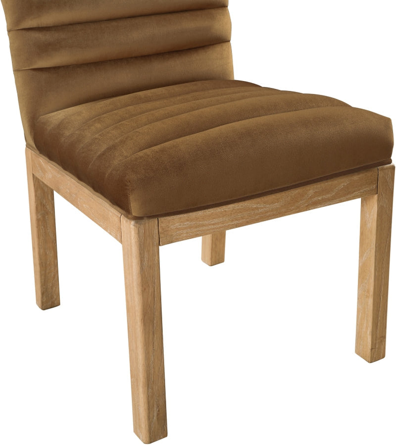 Evelyn Velvet Upholstered Dining Chair in Saddle - 901Saddle-C