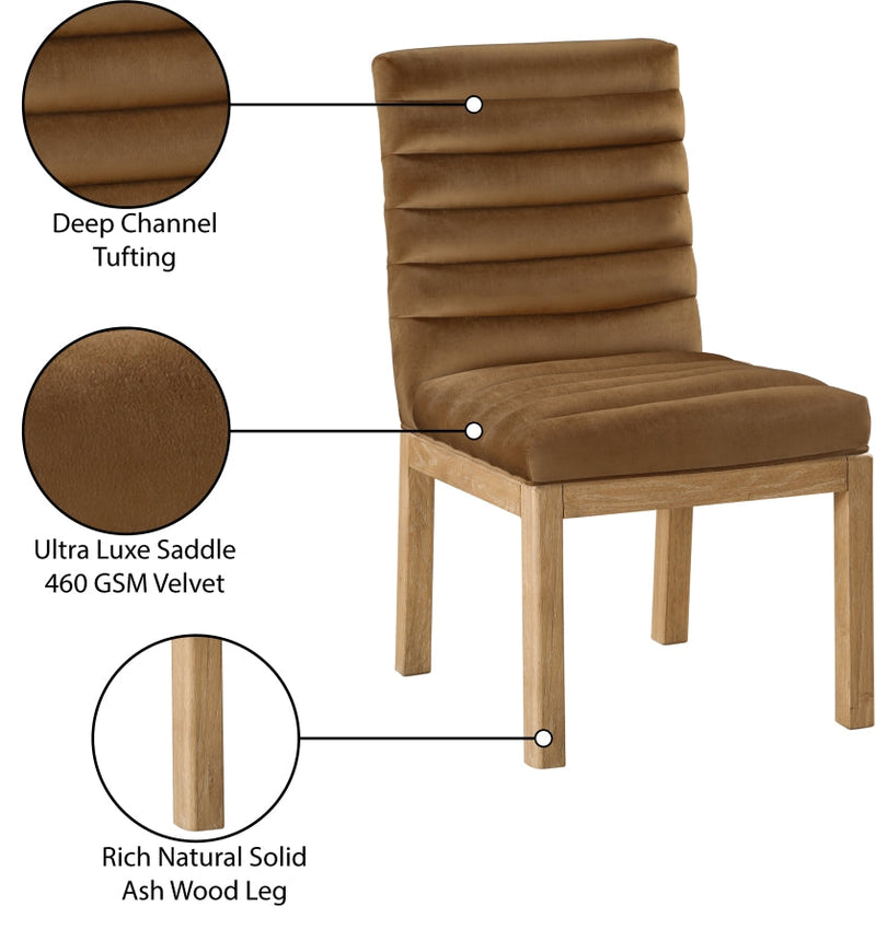 Evelyn Velvet Upholstered Dining Chair in Saddle - 901Saddle-C