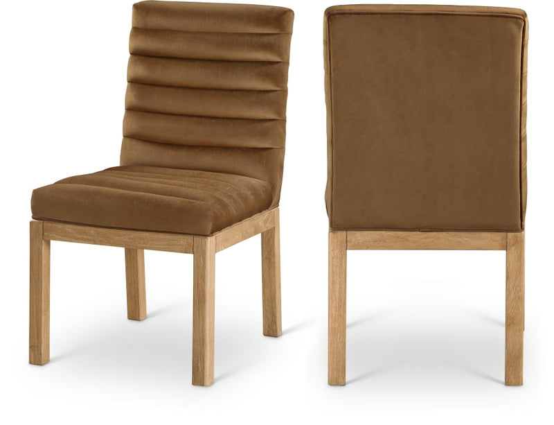 Evelyn Velvet Upholstered Dining Chair in Saddle - 901Saddle-C