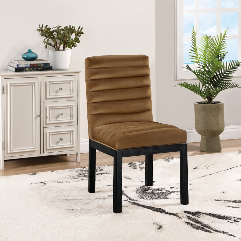 Evelyn Velvet Upholstered Dining Chair in Saddle - 902Saddle-C