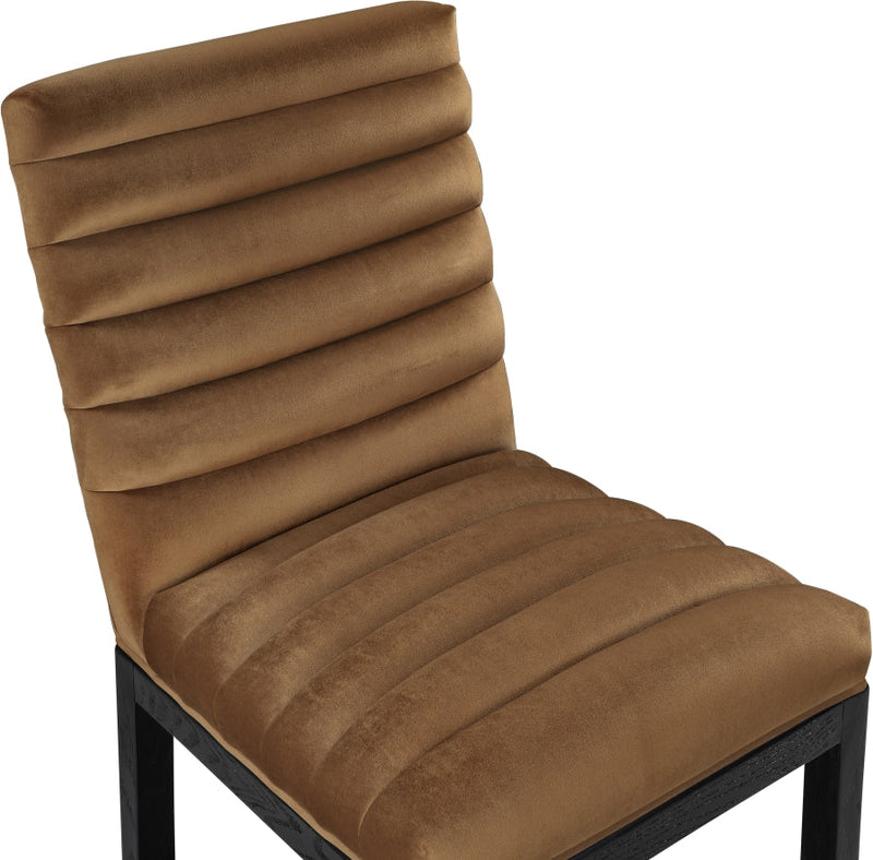 Evelyn Velvet Upholstered Dining Chair in Saddle - 902Saddle-C