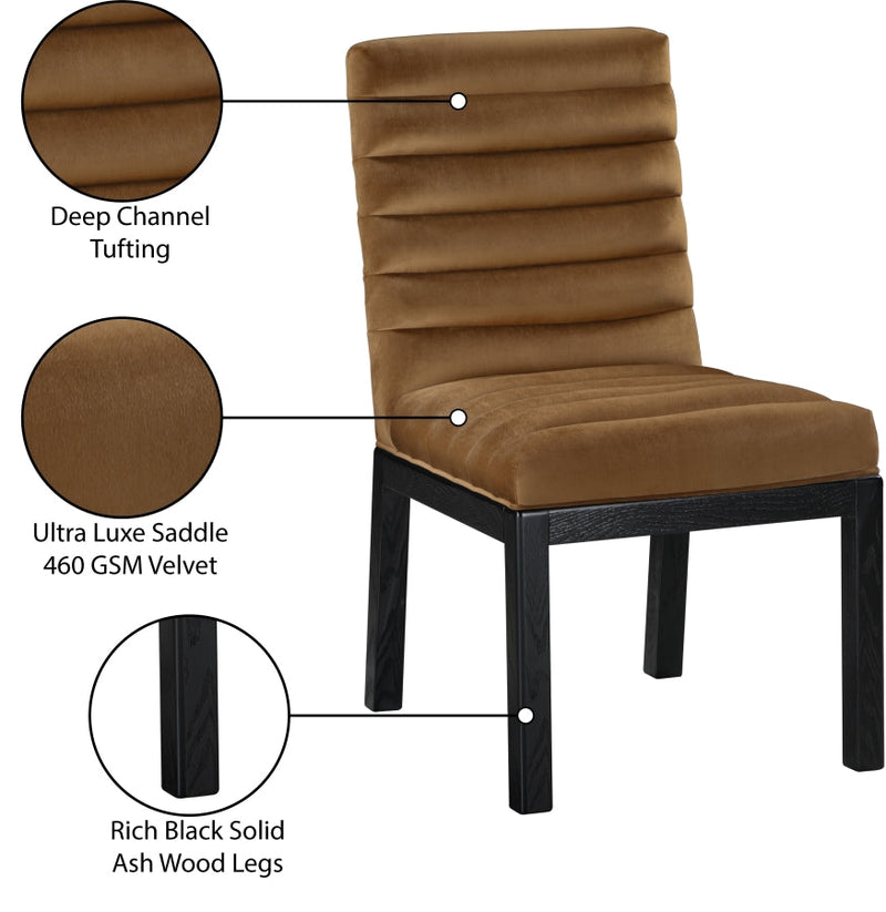 Evelyn Velvet Upholstered Dining Chair in Saddle - 902Saddle-C