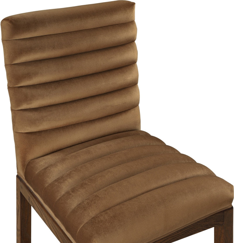 Evelyn Velvet Upholstered Dining Chair in Saddle - 903Saddle-C