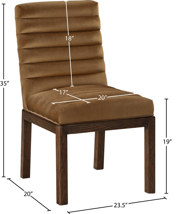 Evelyn Velvet Upholstered Dining Chair in Saddle - 903Saddle-C