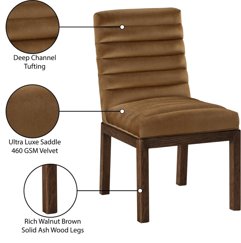 Evelyn Velvet Upholstered Dining Chair in Saddle - 903Saddle-C