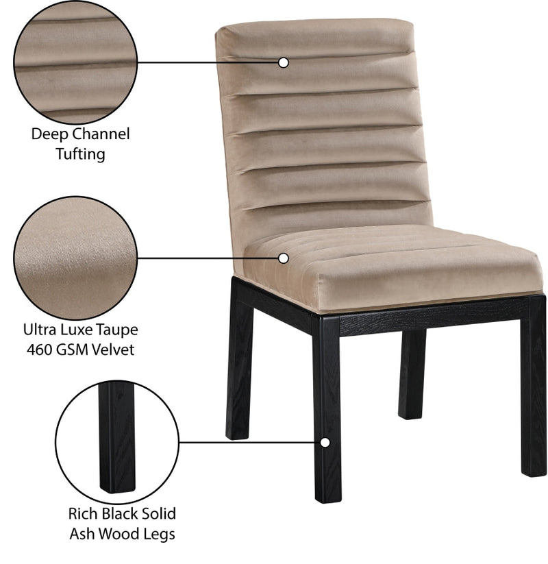 Evelyn Velvet Upholstered Dining Chair in Taupe - 902Taupe-C