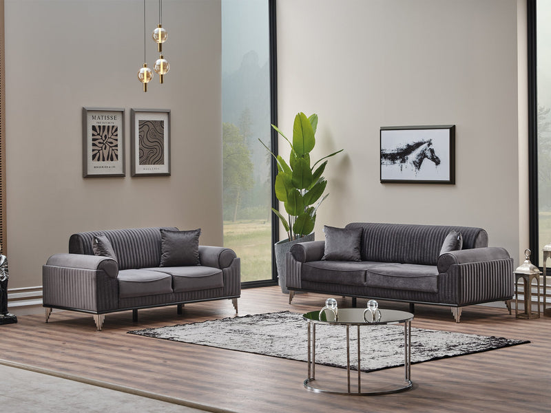 Everest 3-pieces (Sofa & Loveseat & Chair) Livingroom Set Grey in Grey - 101-EVE-LUP15-321