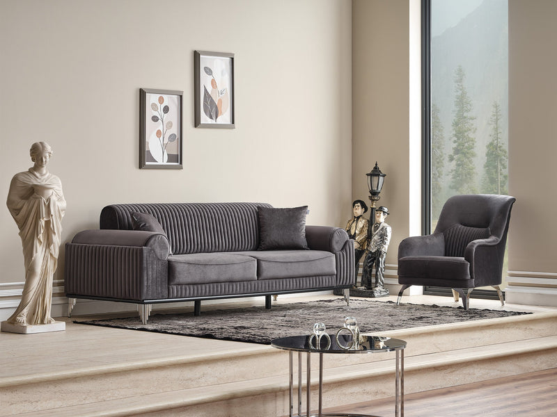 Everest 3-pieces (Sofa & Loveseat & Chair) Livingroom Set Grey in Grey - 101-EVE-LUP15-321