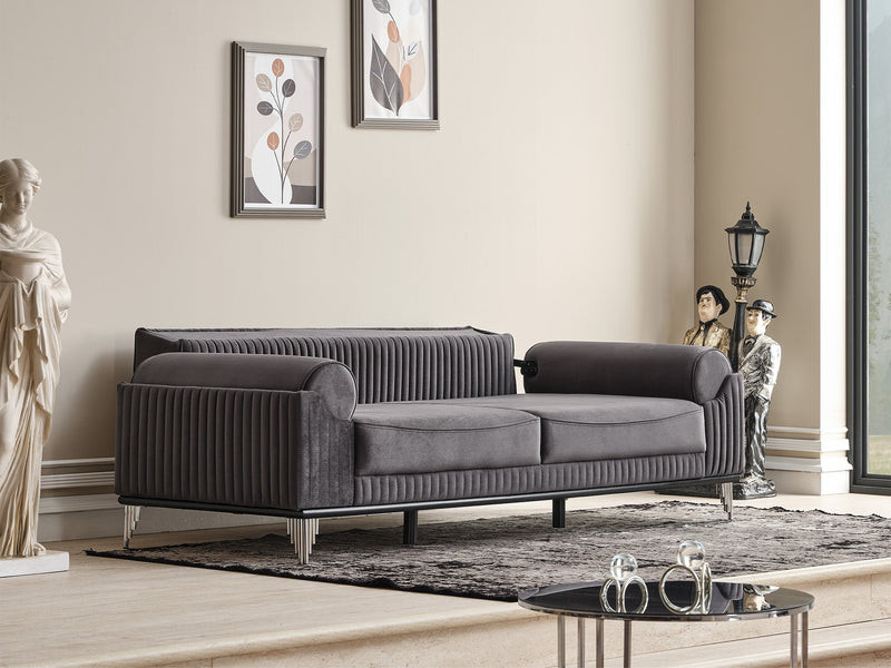 Everest 3-pieces (Sofa & Loveseat & Chair) Livingroom Set Grey in Grey - 101-EVE-LUP15-321