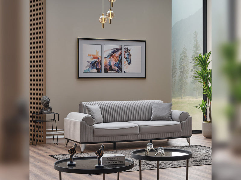 Everest 3-pieces (Sofa & Loveseat & Chair) Livingroom Set Light Grey in Light Grey - 101-EVE-LUP18-321