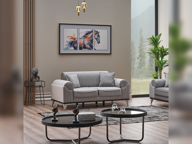 Everest 3-pieces (Sofa & Loveseat & Chair) Livingroom Set Light Grey in Light Grey - 101-EVE-LUP18-321