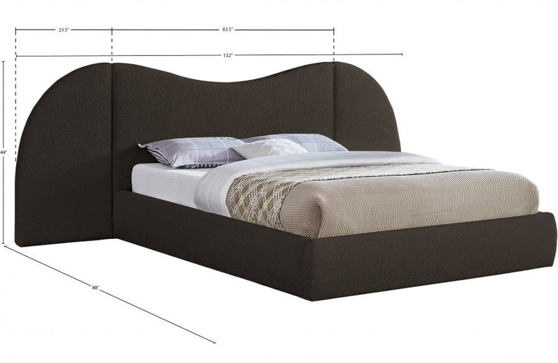 Everest Boucle Fabric King Bed (3 Boxes) Brown - Gate FurnitureKing Bed
