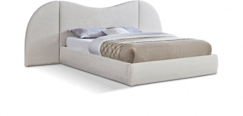 Everest Boucle Fabric King Bed (3 Boxes) Cream - Gate FurnitureKing Bed