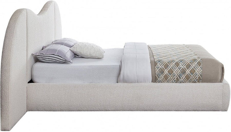Everest Boucle Fabric King Bed (3 Boxes) Cream - Gate FurnitureKing Bed