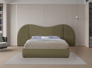 Everest Boucle Fabric King Bed (3 Boxes) Olive - Gate FurnitureKing Bed
