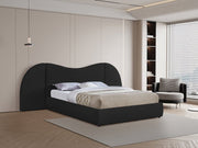 Everest Boucle Fabric Queen Bed (3 Boxes) Black - Gate FurnitureQueen Bed