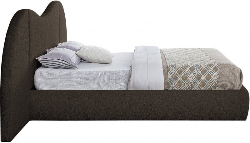 Everest Boucle Fabric Queen Bed (3 Boxes) Brown - Gate FurnitureQueen Bed