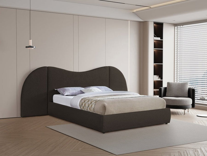 Everest Boucle Fabric Queen Bed (3 Boxes) Brown - Gate FurnitureQueen Bed