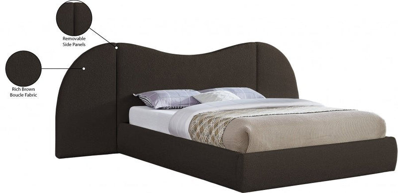 Everest Boucle Fabric Queen Bed (3 Boxes) Brown - Gate FurnitureQueen Bed