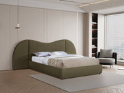 Everest Boucle Fabric Queen Bed (3 Boxes) Olive - Gate FurnitureQueen Bed