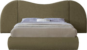 Everest Boucle Fabric Queen Bed (3 Boxes) Olive - Gate FurnitureQueen Bed