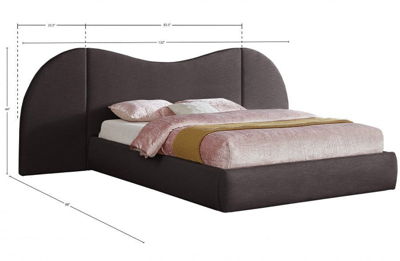 Everest Linen Textured Fabric King Bed (3 Boxes) Brown - Gate FurnitureKing Bed