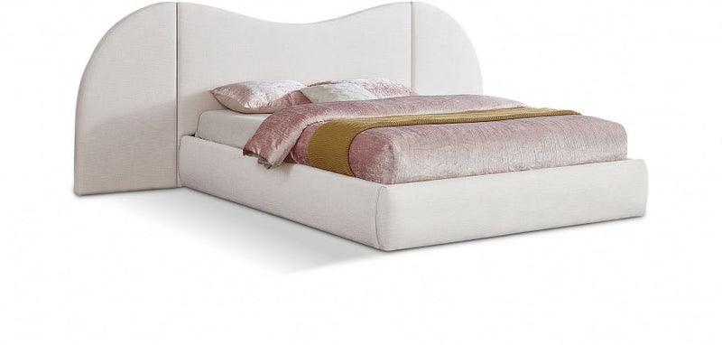 Everest Linen Textured Fabric King Bed (3 Boxes) Cream - Gate FurnitureKing Bed