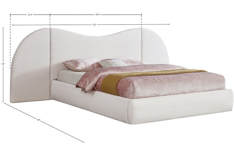 Everest Linen Textured Fabric King Bed (3 Boxes) Cream - Gate FurnitureKing Bed