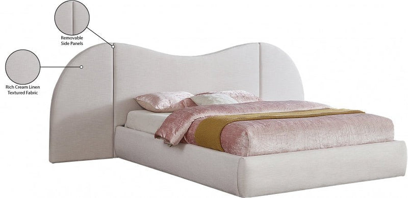 Everest Linen Textured Fabric King Bed (3 Boxes) Cream - Gate FurnitureKing Bed