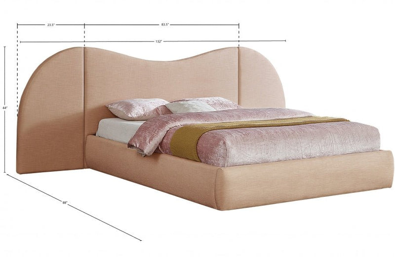 Everest Linen Textured Fabric King Bed (3 Boxes) Natural - Gate FurnitureKing Bed