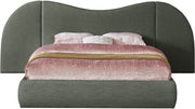 Everest Linen Textured Fabric King Bed (3 Boxes) Olive - Gate FurnitureKing Bed