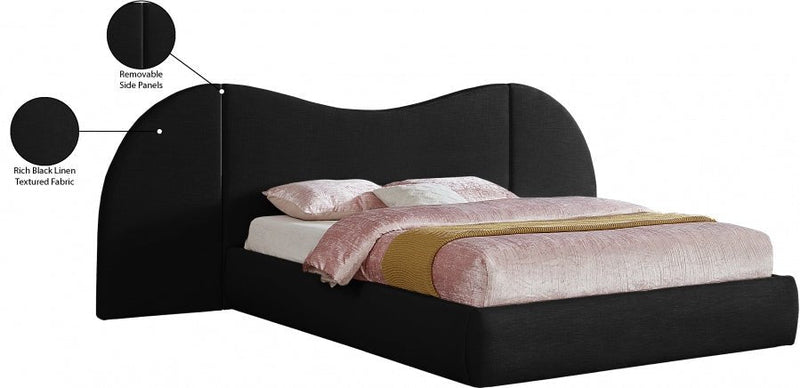 Everest Linen Textured Fabric Queen Bed (3 Boxes) Black - Gate FurnitureQueen Bed