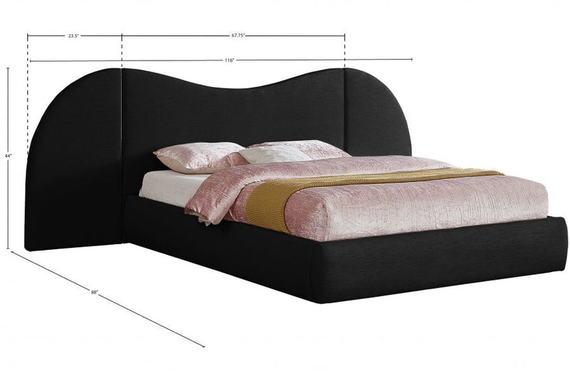 Everest Linen Textured Fabric Queen Bed (3 Boxes) Black - Gate FurnitureQueen Bed