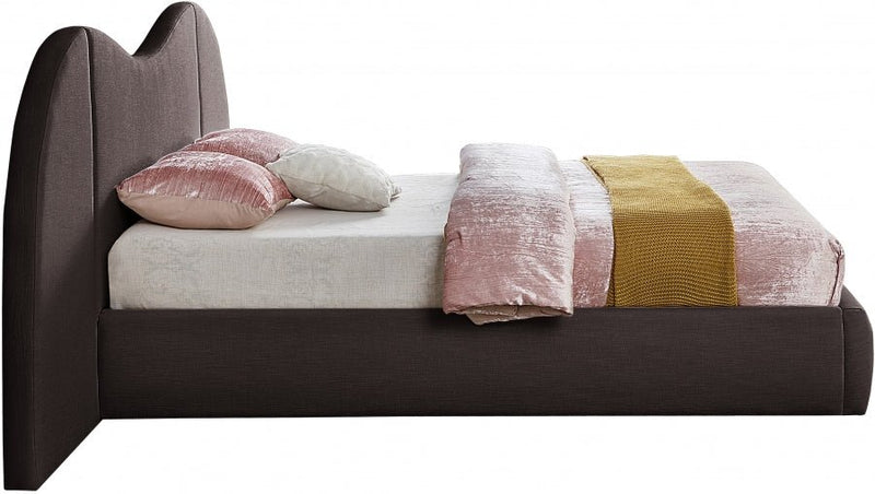 Everest Linen Textured Fabric Queen Bed (3 Boxes) Brown - Gate FurnitureQueen Bed
