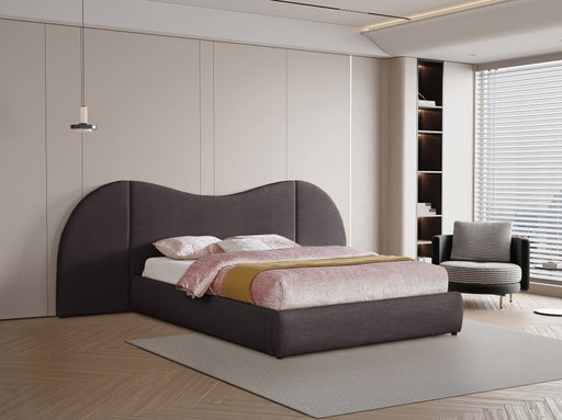 Everest Linen Textured Fabric Queen Bed (3 Boxes) Brown - Gate FurnitureQueen Bed