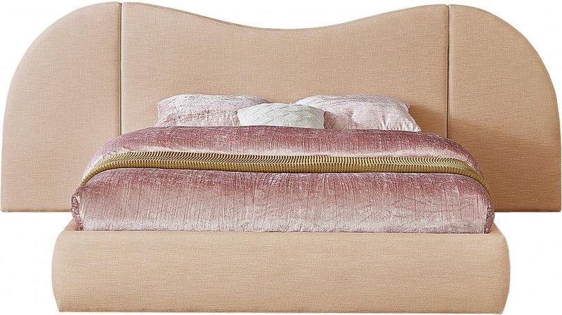 Everest Linen Textured Fabric Queen Bed (3 Boxes) Natural - Gate FurnitureQueen Bed