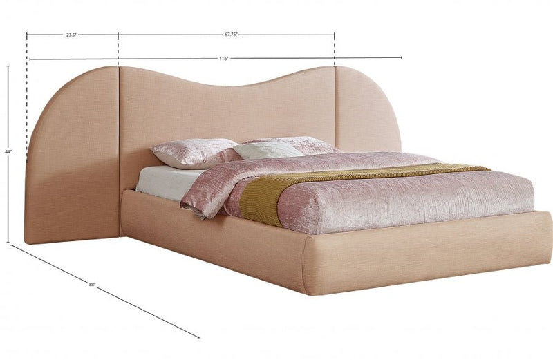 Everest Linen Textured Fabric Queen Bed (3 Boxes) Natural - Gate FurnitureQueen Bed