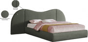 Everest Linen Textured Fabric Queen Bed (3 Boxes) Olive - Gate FurnitureQueen Bed