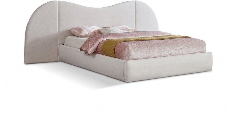 Everest Linen Textured Fabric Queen Bed (3 Boxes) White - Gate FurnitureQueen Bed