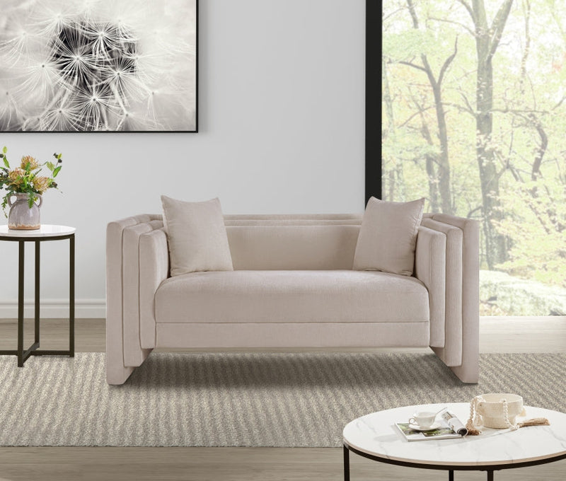 Everett 67" Chenille Fabric Upholstered Loveseat in Beige - 44068Beige-L