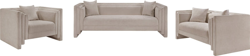 Everett 67" Chenille Fabric Upholstered Loveseat in Beige - 44068Beige-L