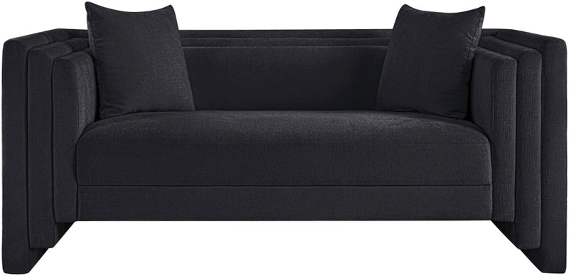 Everett 67" Chenille Fabric Upholstered Loveseat in Black - 44068Black-L