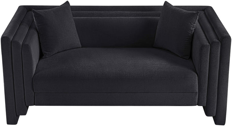 Everett 67" Chenille Fabric Upholstered Loveseat in Black - 44068Black-L
