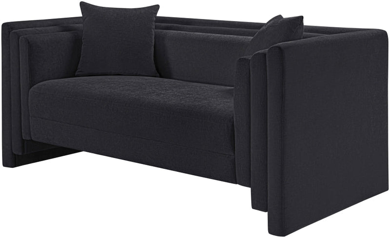 Everett 67" Chenille Fabric Upholstered Loveseat in Black - 44068Black-L