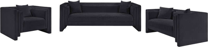 Everett 67" Chenille Fabric Upholstered Loveseat in Black - 44068Black-L